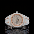Iced Out Two Tone Rose Gold Moissanite Diamond Watch AP Inspired