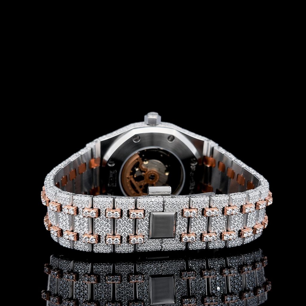 Iced Out Two Tone Rose Gold Moissanite Diamond Watch AP Inspired