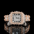 Thorn Bezel Roman Dial Two Tone Rose Gold Santos Style Moissanite Watch Carti Inspired