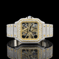 Iced Out Two Tone Gold Skeleton Luxury Moissanite Watch Carti Inspired