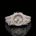 Iced Out Two Tone Rose Gold Chronograph Moissanite Watch AP Inspired