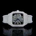Iced Out Silver Skeleton Luxury Moissanite Watch Carti Inspired