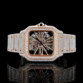 Iced Out Two Tone Rose Gold Skeleton Luxury Moissanite Watch Carti Inspired