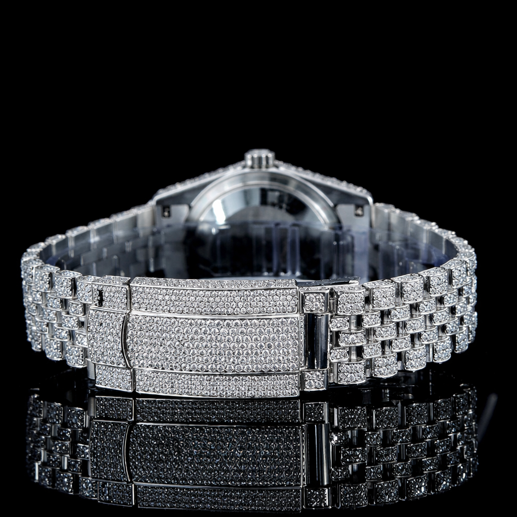 Fully Iced Roman Dial Jubilee Band Moissanite Watch Rollie Inspired