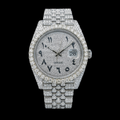 Fully Iced Silver Arabic Dial Jubilee Band Moissanite Watch Rollie Inspired