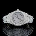 White Dial Black Arabic Numerals Fully Iced Out Moissanite Diamond Watch AP Inspired