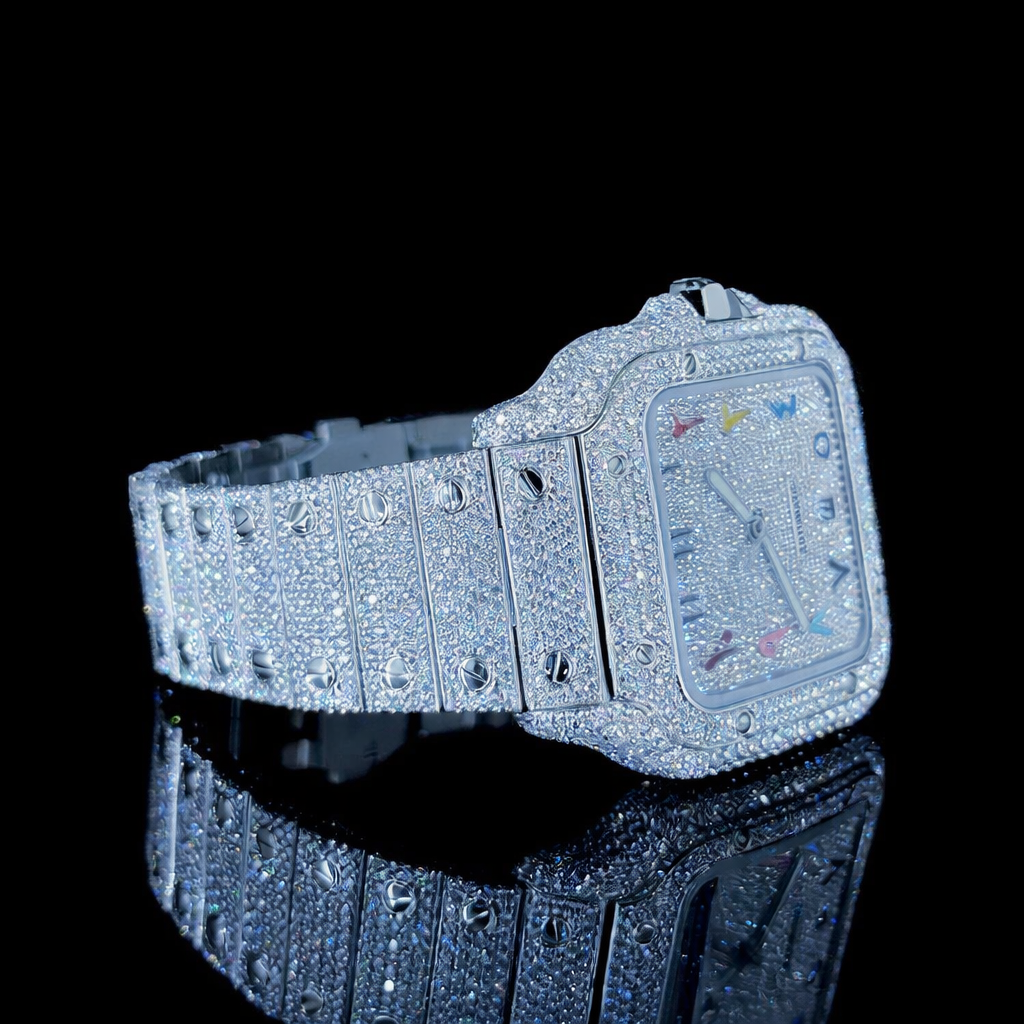 Iced Out Rainbow Arabic Dial Moissanite Watch Carti Inspired