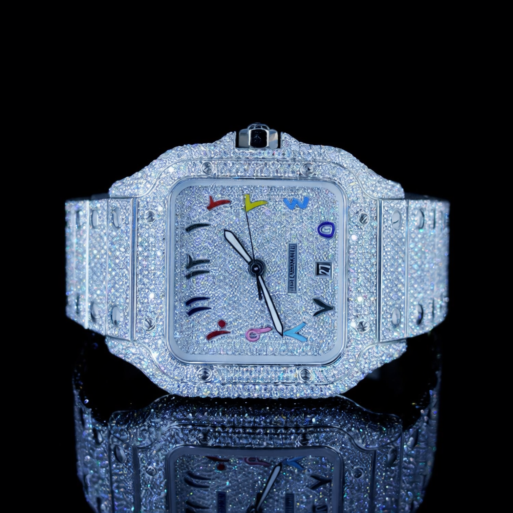 Iced Out Rainbow Arabic Dial Moissanite Watch Carti Inspired