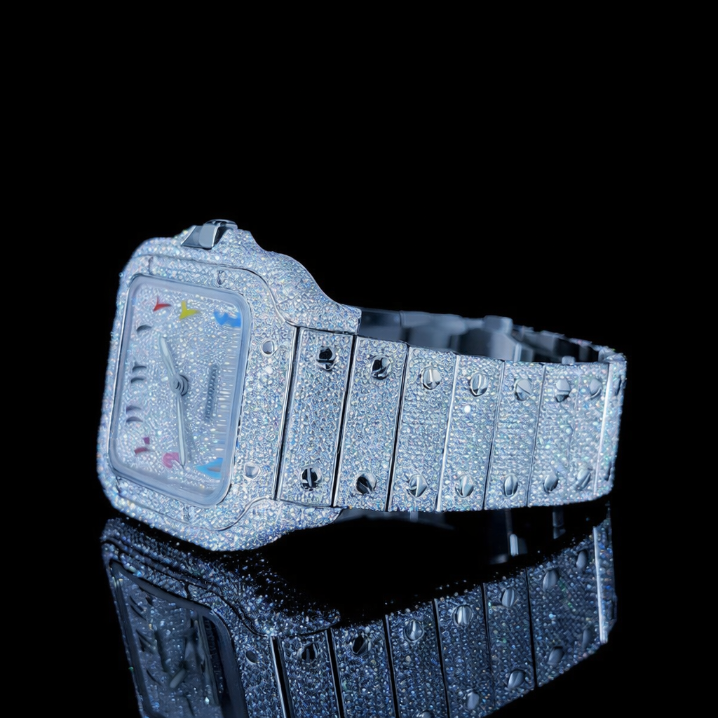 Iced Out Rainbow Arabic Dial Moissanite Watch Carti Inspired