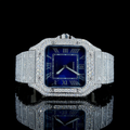 Iced Out Blue Roman Numeral Dial Moissanite Watch Carti Inspired