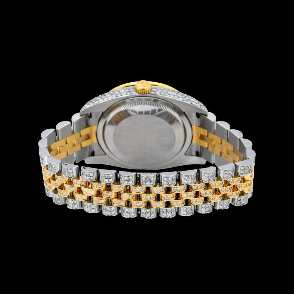 Rainbow Bezel Yellow Dial Rainbow Arabic Numerals Moissanite Diamond Watch Rollie Inspired