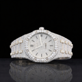 Fully Bust Down Silver Black Stick Markers Moissanite Diamond Watch AP Inspired