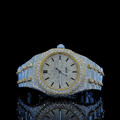 Yellow Dial Black Stick Markers Two Tone Iced Out Moissanite Diamond Watch AP Inspired