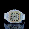 Two Tone Gold Iced Santos Style Moissanite Watch Carti Inspired