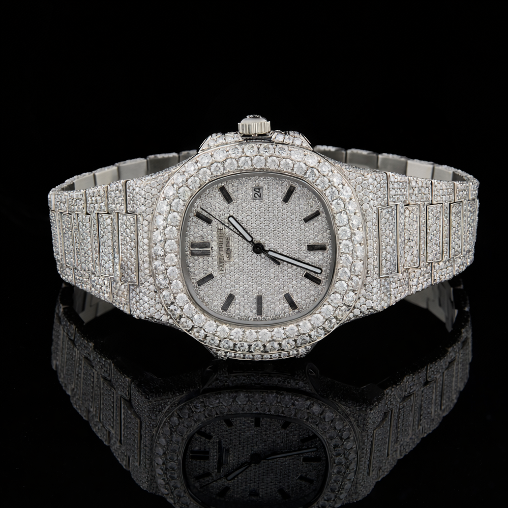 Moissanite Iced Luxury Automatic Oval Watch Silver PF Inspired