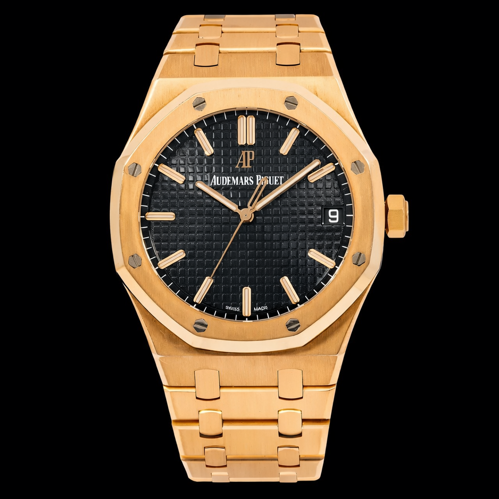 Gold Tone Black Dial Watch AP Inspired
